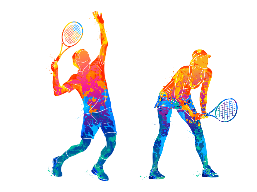 Two abstract tennis players