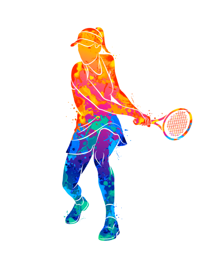 Eine abstrakte Tennisspielerin, die ihre Rückhand benutzt